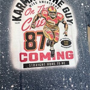 New Kansas City Chiefs -Karma On The Comeback 87 Graphic Short Sleeve Tee - Blue